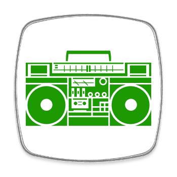 Ghettoblaster Boombox Silhouette - Viereckiger Kühlschrankmagnet - Weiß - Vorne