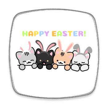 Cats with Rabbit Ear Bands - Square fridge magnet - white - Front