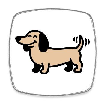 Fröhlicher Dackel Hund Comic - Viereckiger Kühlschrankmagnet - Weiß - Vorne