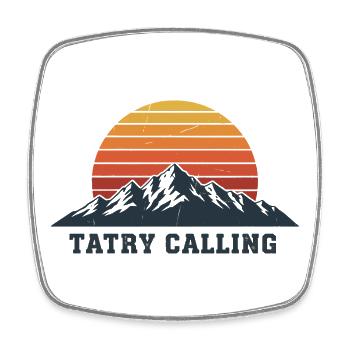 Tatry ruft Retro Mountain Sunset Design - Viereckiger Kühlschrankmagnet - Weiß - Vorne