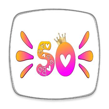 Fifty Crown - 50th Birthday - Square fridge magnet - white - Front