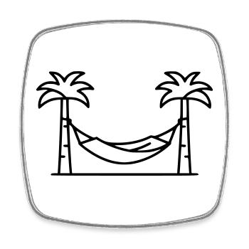 Hängematte Palmen Urlaub Outline - Viereckiger Kühlschrankmagnet - Weiß - Vorne