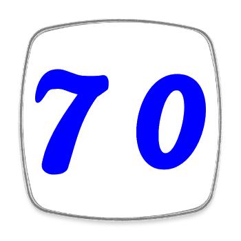 70. 70 ANS. 70e ANNIVERSAIRE. ANNIVERSAIRE 70 ANS. - Magnet carré - blanc - Devant