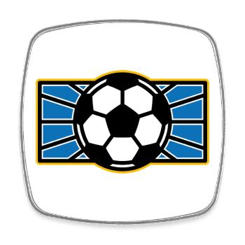 Blason rétro du football : Blue Radiant Rays - Magnet carré - blanc - Devant