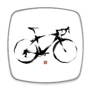 Rennrad minimalistische Tusche Illustration - Viereckiger Kühlschrankmagnet - Weiß - Vorne