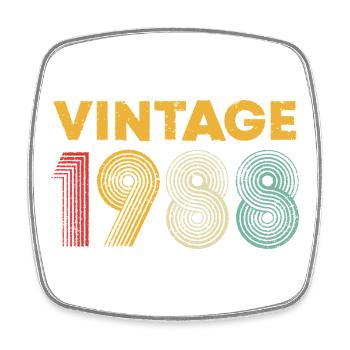 Vintage 1988 Retro Jahrdruck - Viereckiger Kühlschrankmagnet - Weiß - Vorne