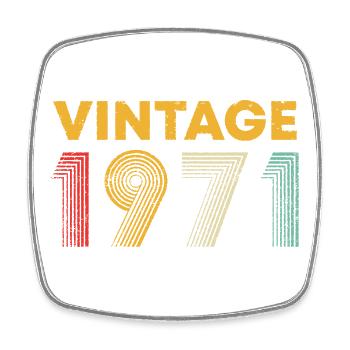 Logo vintage à rayures néon de 1971 - Magnet carré - blanc - Devant