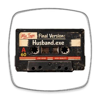 JGA Shirt Groom: Husband.exe Retro Design - Square fridge magnet - white - Front