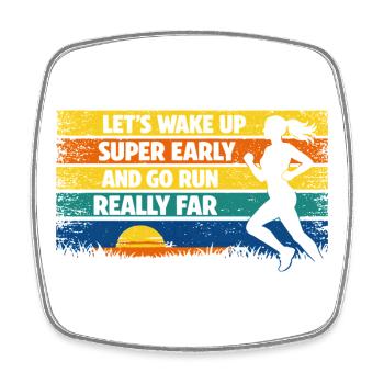 Running Jogging Funny Saying Sunrise Retro - Square fridge magnet - white - Front