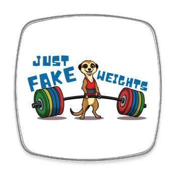 Plaisir en musculation de suricate - Juste des fausses charges - Magnet carré - blanc - Devant