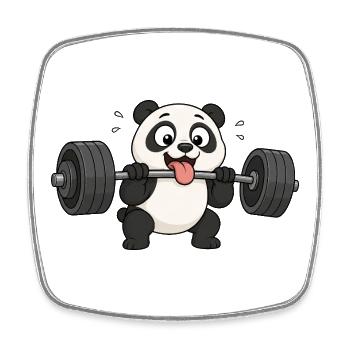 Süßer Panda Cartoon Fitness Bodybuilder Krafttrain - Viereckiger Kühlschrankmagnet - Weiß - Vorne