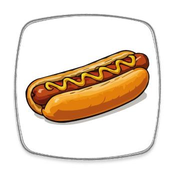 Cheerful Hot Dog Comic - Square fridge magnet - white - Front