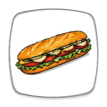 Frischer Sandwich Blickfang - Viereckiger Kühlschrankmagnet - Weiß - Vorne
