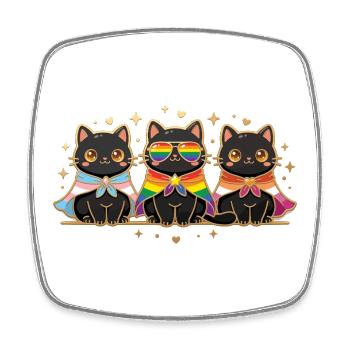 Pride Month LGBTQ – Rainbow Cats - Viereckiger Kühlschrankmagnet - Weiß - Vorne