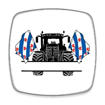 Friesland_Tractor_Custom_Edition - Viereckiger Kühlschrankmagnet - Weiß - Vorne
