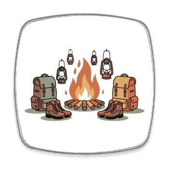Campfire Night Gear - Square fridge magnet - white - Front