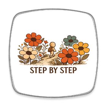 Der kleine Gedanke | STEP BY STEP - Viereckiger Kühlschrankmagnet - Weiß - Vorne