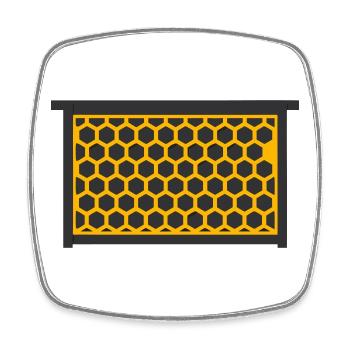Logo de la vente de miel de l’apiculteur en nid d’abeille en nid d’abeille - Magnet carré - blanc - Devant