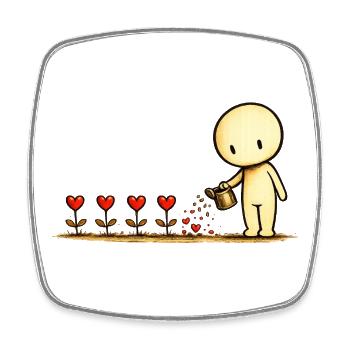 The Little Thought | Be Good | Heart Flower Motif - Square fridge magnet - white - Front