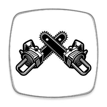 Crossed Chainsaws - Square fridge magnet - white - Front