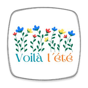 Voilà l'été Floral Burst - Square fridge magnet - white - Front