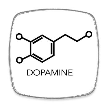 Conception scientifique minimaliste de la molécule de dopamine - Magnet carré - blanc - Devant
