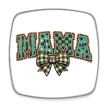 Mom Bow Turquoise Pattern Vintage Design - Square fridge magnet - white - Front