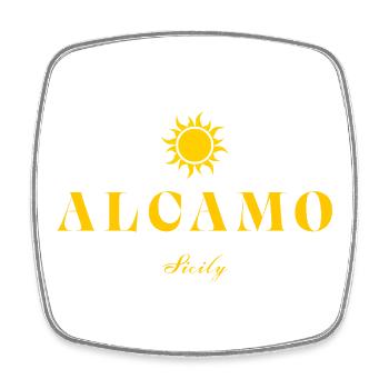 Alcamo Sizilien Sonnenlogo - Viereckiger Kühlschrankmagnet - Weiß - Vorne