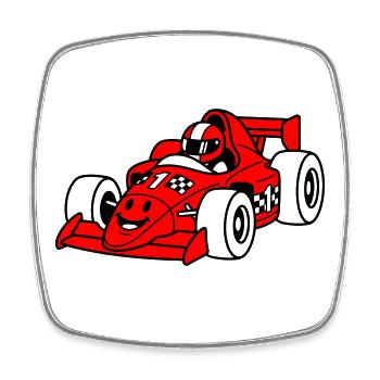 Racing Car Child - Viereckiger Kühlschrankmagnet - Weiß - Vorne