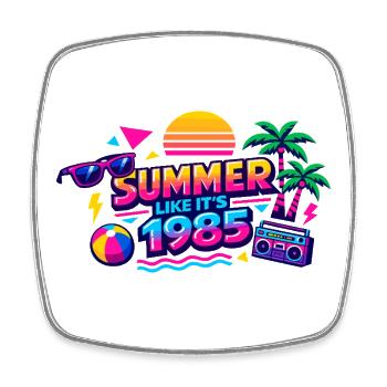 Sommer 1985 Retro Neon - Viereckiger Kühlschrankmagnet - Weiß - Vorne