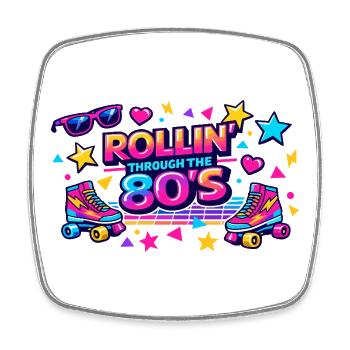 Rollin Through the 80s Retro - Viereckiger Kühlschrankmagnet - Weiß - Vorne