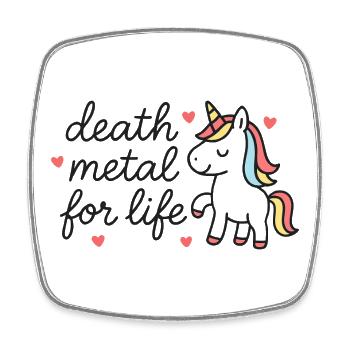 Death Metal for Life Unicorn - Square fridge magnet - white - Front