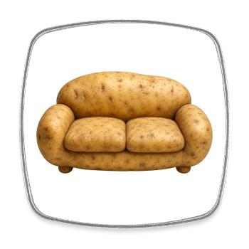    COUCH POTATO - Viereckiger Kühlschrankmagnet - Weiß - Vorne
