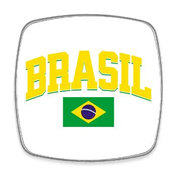 Brazil Football Lover Retro Sports Design - Square fridge magnet - white - Front