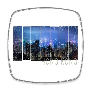 Hong Kong Island with Skyline Panorama Souvenir - Square fridge magnet - white - Front