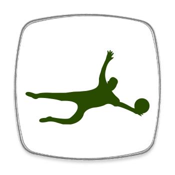 Dynamische Sportsilhouette Torwart - Viereckiger Kühlschrankmagnet - Weiß - Vorne
