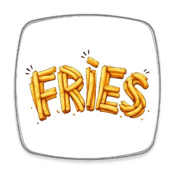 Frieze French Fries Typography Design - Square fridge magnet - white - Front