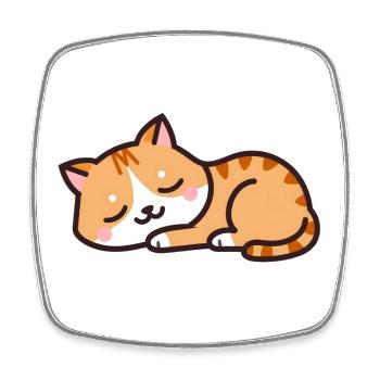 sleeping cat - Square fridge magnet - white - Front