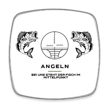 Angeln aus Leidenschaft  Angler Shirt - Viereckiger Kühlschrankmagnet - Weiß - Vorne