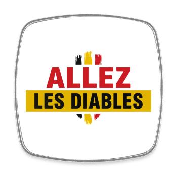 Allez Les Diables Foot Belgique | Supporter Noir J - Magnet carré - blanc - Devant