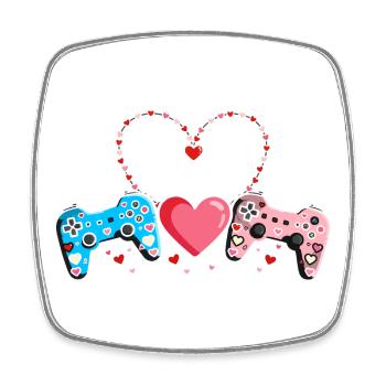 Retro Heart Valentine's Day Design Love - Square fridge magnet - white - Front