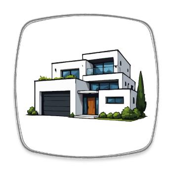 Moderne Flachdachvilla - Viereckiger Kühlschrankmagnet - Weiß - Vorne