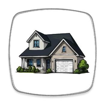 Illustration de maison rurale - Magnet carré - blanc - Devant