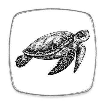 Turtle - Square fridge magnet - white - Front