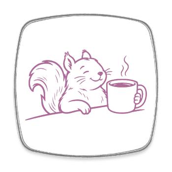 Eichhörnchen Kaffee Illustration Kaffeeliebe - Viereckiger Kühlschrankmagnet - Weiß - Vorne