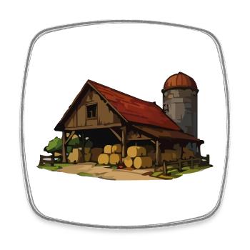 Rustic barn with hay bales - Square fridge magnet - white - Front