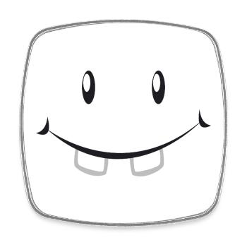 Black and white smile with teeth - Square fridge magnet - white - Front