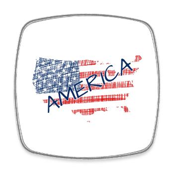 Amerika Flagge Schriftzug - Viereckiger Kühlschrankmagnet - Weiß - Vorne