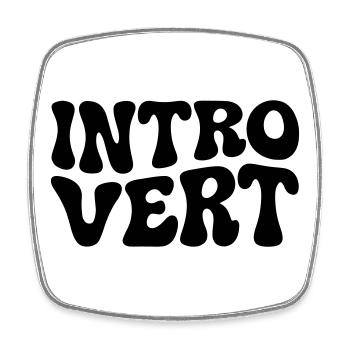 Introvertiertes Retro-Logo im Stil der Siebziger - Viereckiger Kühlschrankmagnet - Weiß - Vorne