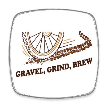 Gravel Grind Brew Rétro Bike & Art Coffee - Magnet carré - blanc - Devant